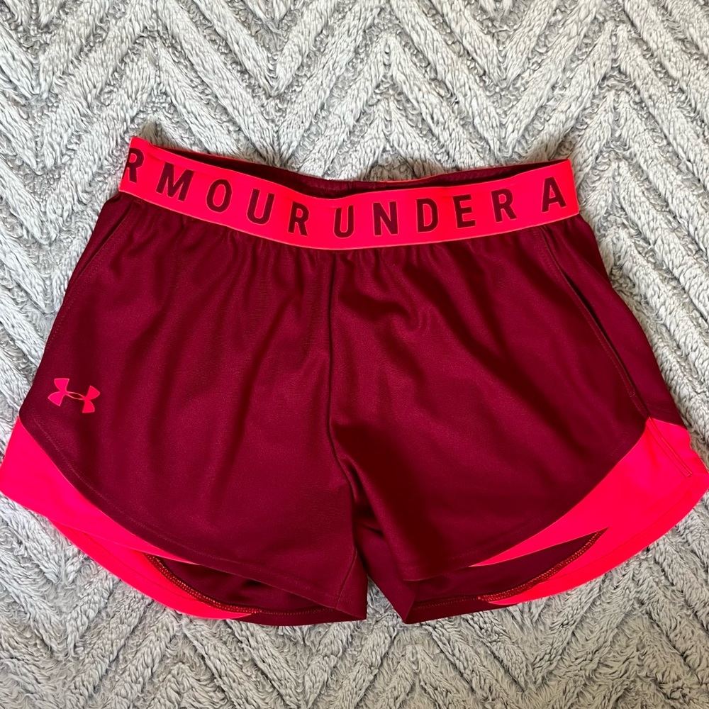 hot pink/dark pink Under Armour XS Play Up shorts